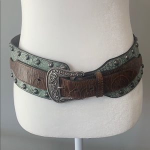 Roper turquoise gator leather western belt size M